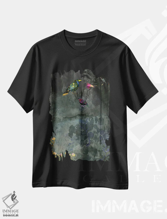 تیشرت مشکی طرح دار گردهمایی اثر کلر وست وود | immage.ir