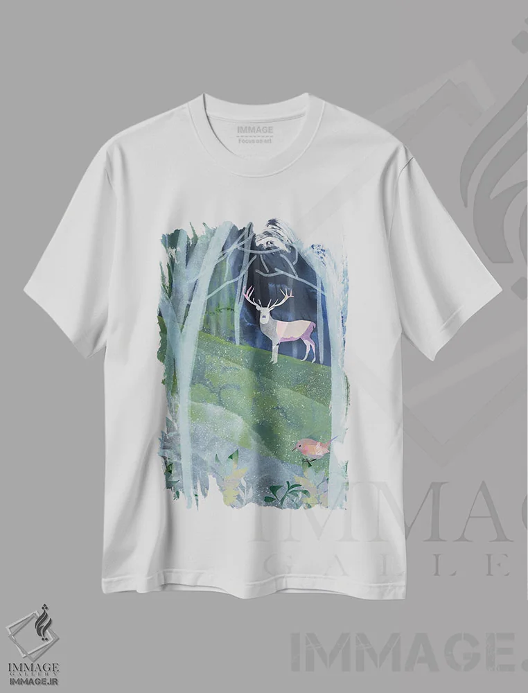 تیشرت سفید طرح دار سکوت را بشنو، هنر دیجیتال اثر کلر وست وود | immage.ir