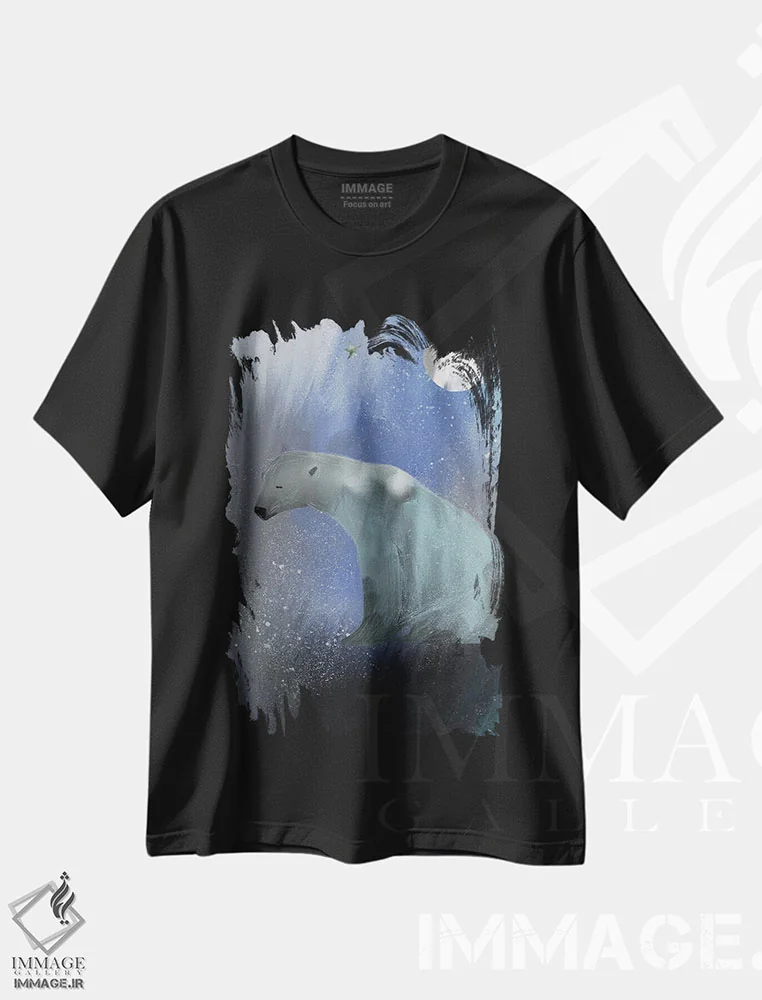 تیشرت مشکی طرح دار سفید بزرگ، هنر دیجیتال اثر کلر وست وود | immage.ir