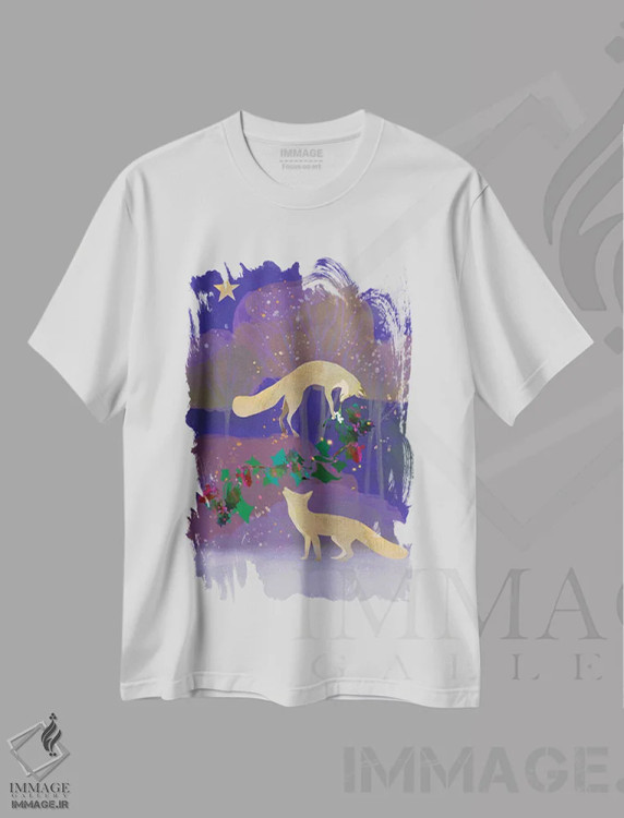 تیشرت سفید طرح دار درخت خاس، هنر دیجیتال اثر کلر وست وود | immage.ir