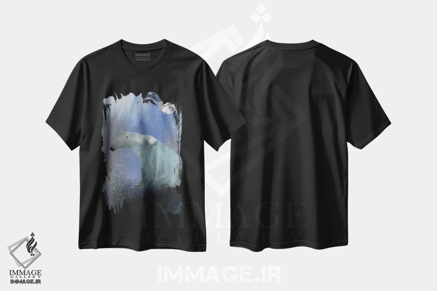 تیشرت مشکی طرح دار سفید بزرگ، هنر دیجیتال اثر کلر وست وود | immage.ir