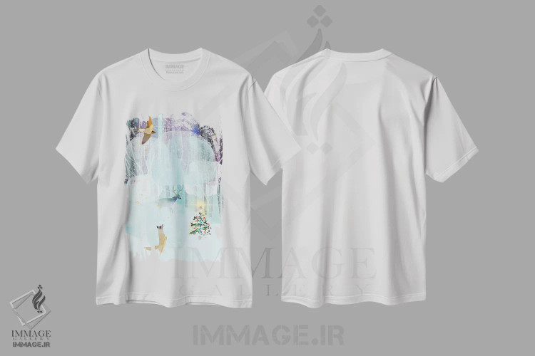 تیشرت سفید طرح دار درخت کوچک، هنر دیجیتال اثر کلر وست وود | فروشگاه ایماژ