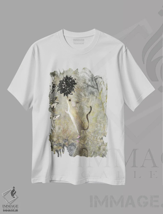 تیشرت سفید طرح دار موش، هنر دیجیتال اثر کلر وست وود | فروشگاه ایماژ