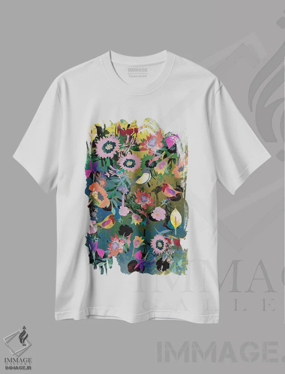 تیشرت سفید طرح دار گل های من، هنر دیجیتال اثر کلر وست وود | immage.ir