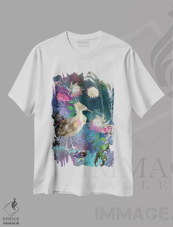 تیشرت سفید طرح دار شرقی، دکور آسیایی اثر کلر وست وود | فروشگاه ایماژ