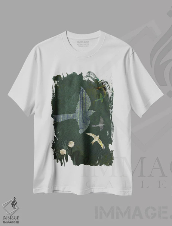 تیشرت سفید طرح دار صلح، هنر دیجیتال اثر کلر وست وود | immage.ir