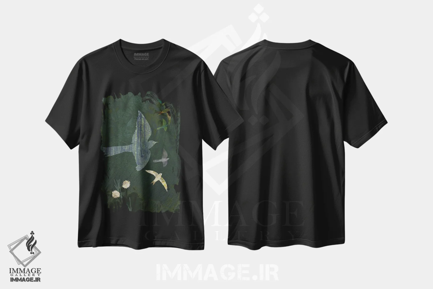 تیشرت مشکی طرح دار صلح، هنر دیجیتال اثر کلر وست وود | فروشگاه ایماژ