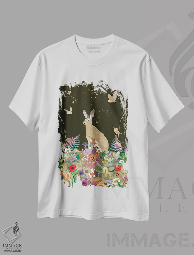 تیشرت سفید طرح دار شقایق ها، هنر دیجیتال اثر کلر وست وود | فروشگاه ایماژ