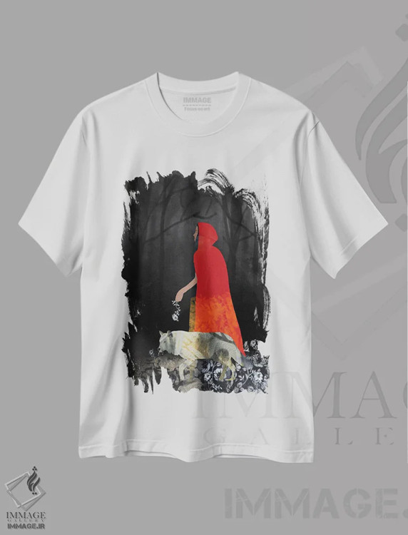 تیشرت سفید طرح دار قرمز، هنر دیجیتال اثر کلر وست وود | فروشگاه ایماژ