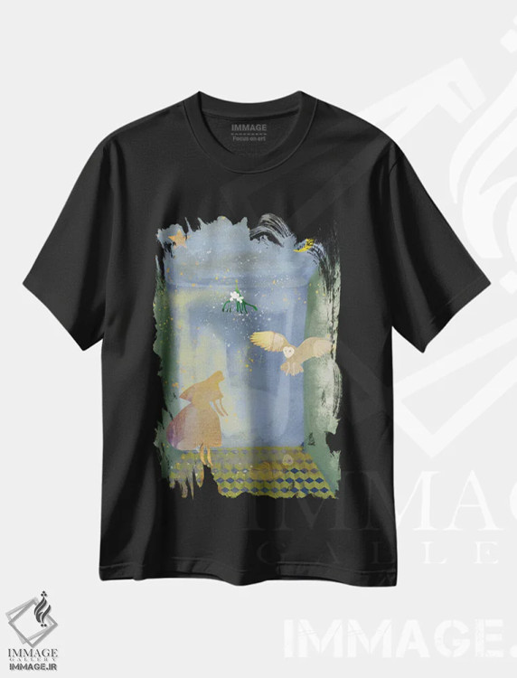 تیشرت مشکی طرح دار اتاق رویاها، هنر دیجیتال اثر کلر وست وود | فروشگاه ایماژ