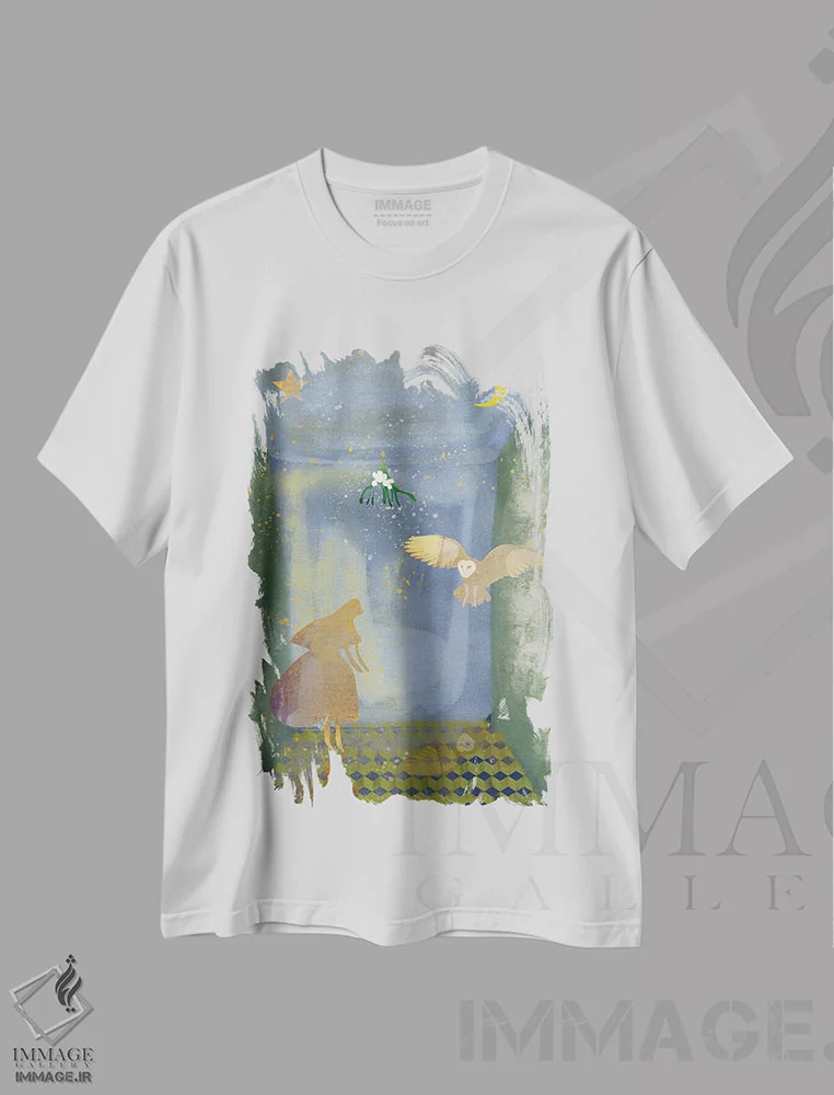 تیشرت سفید طرح دار اتاق رویاها، هنر دیجیتال اثر کلر وست وود | immage.ir