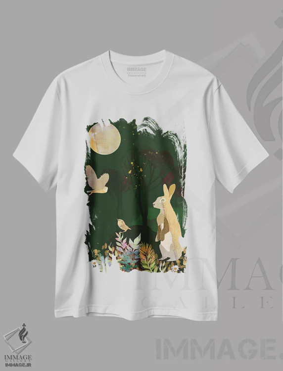 تیشرت سفید طرح دار ماه بهاری، هنر دیجیتال اثر کلر وست وود | immage.ir