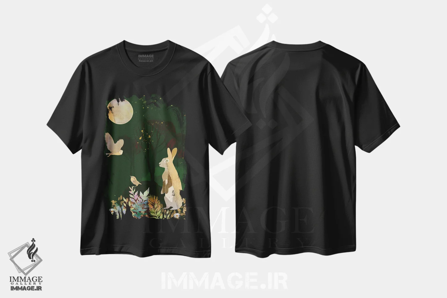 تیشرت مشکی طرح دار ماه بهاری، هنر دیجیتال اثر کلر وست وود | فروشگاه ایماژ