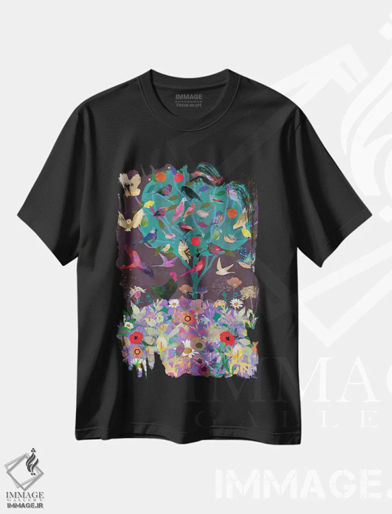 تیشرت مشکی طرح دار تنها درخت، هنر دیجیتال اثر کلر وست وود | immage.ir