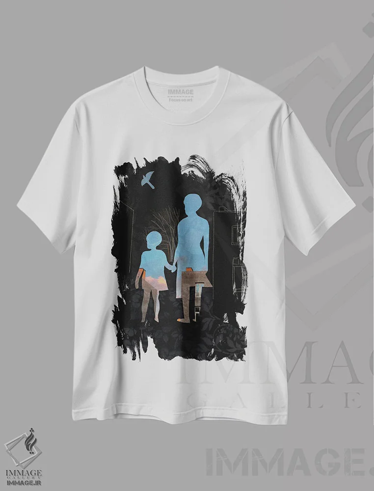 تیشرت سفید طرح دار با هم، هنر دیجیتال اثر کلر وست وود | فروشگاه ایماژ