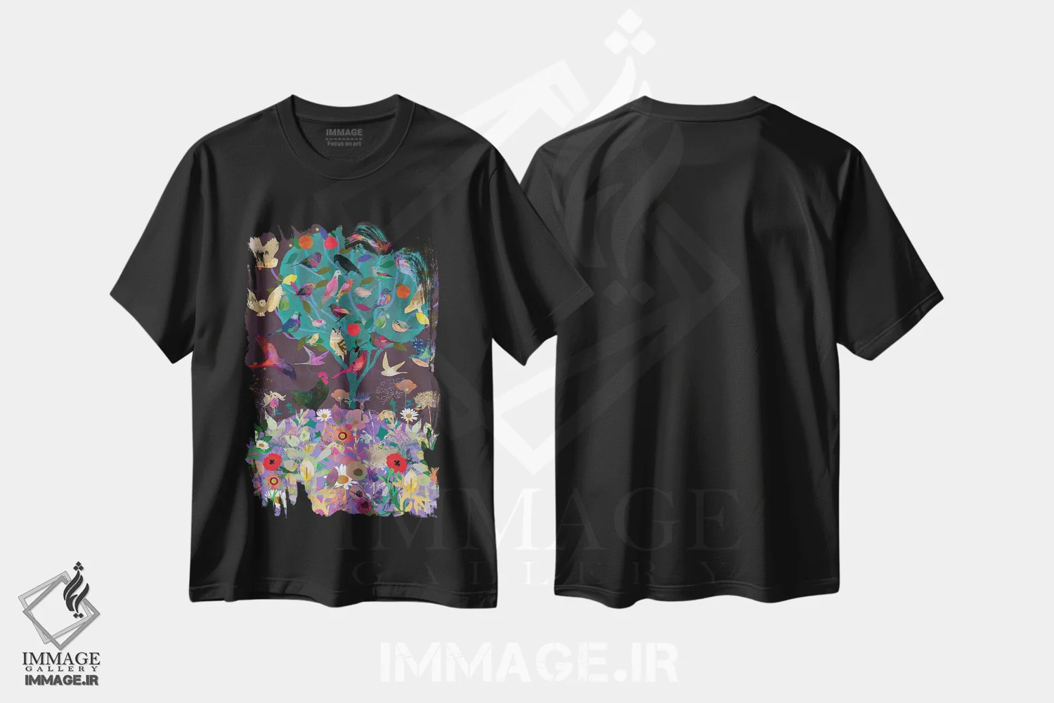 تیشرت مشکی طرح دار تنها درخت، هنر دیجیتال اثر کلر وست وود | immage.ir