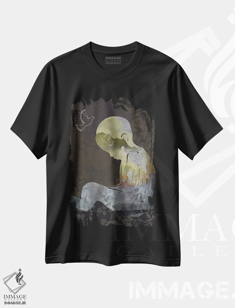 تیشرت مشکی طرح دار کودک جنگ، هنر دیجیتال اثر کلر وست وود | فروشگاه ایماژ