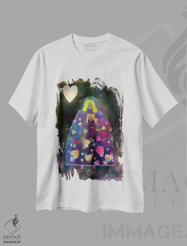 تیشرت سفید طرح دار ولنتاین، هنر دیجیتال اثر کلر وست وود | فروشگاه ایماژ