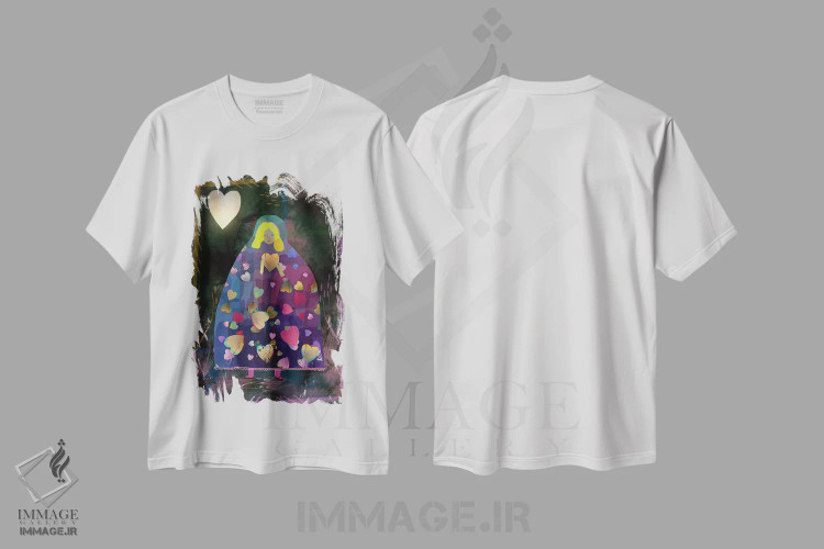 تیشرت سفید طرح دار ولنتاین، هنر دیجیتال اثر کلر وست وود | فروشگاه ایماژ