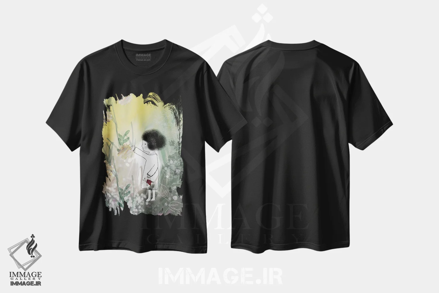 تیشرت مشکی طرح دار کودکی، هنر دیجیتال اثر کلر وست وود | فروشگاه ایماژ