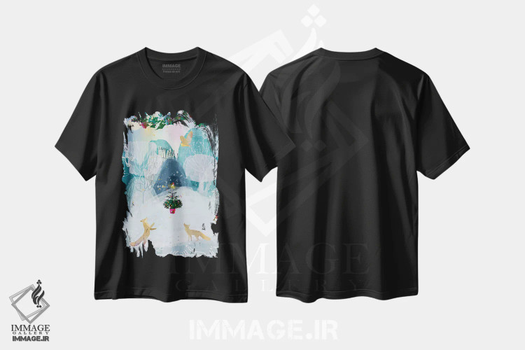 تیشرت مشکی طرح دار درخت زمستانی، هنر دیجیتال اثر کلر وست وود | immage.ir