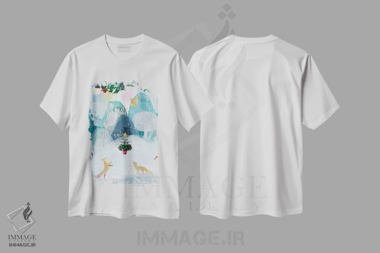 تیشرت سفید طرح دار درخت زمستانی، هنر دیجیتال اثر کلر وست وود | فروشگاه ایماژ