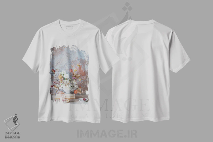 تیشرت سفید طرح دار نرگس کاغذی، مدیوم اثر کورنلیا وبر | immage.ir
