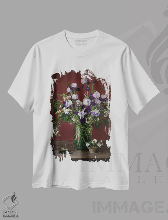 تیشرت سفید طرح دار زنبق باراباتا، مدیوم اثر کورنلیا وبر | فروشگاه ایماژ