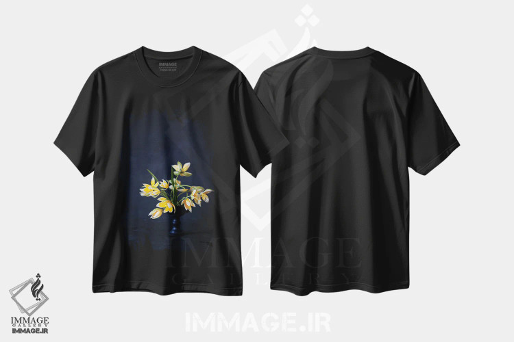 تیشرت مشکی طرح دار لاله تاردا، مدیوم اثر کورنلیا وبر | فروشگاه ایماژ