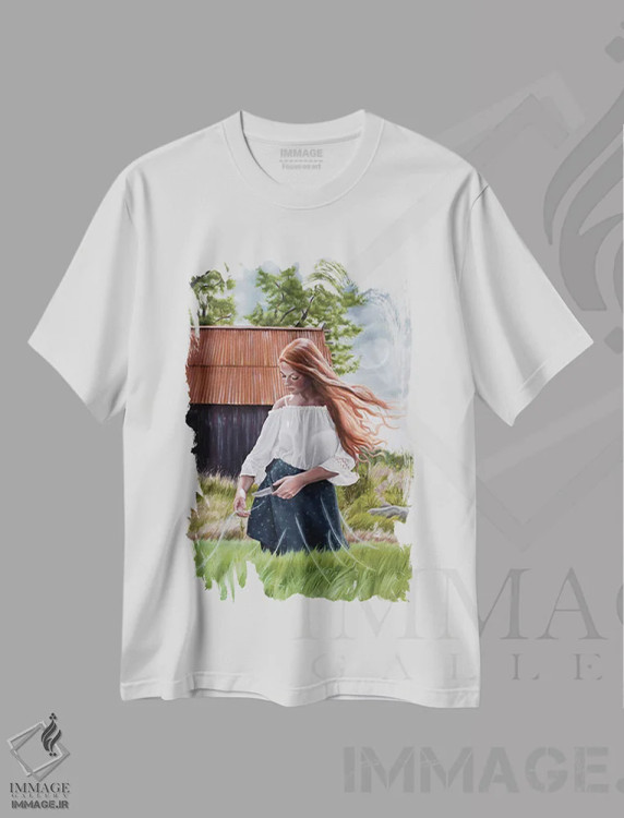 تیشرت سفید طرح دار رهایی، هنر فاخر معاصر اثر کریستینا ریج وی | فروشگاه ایماژ