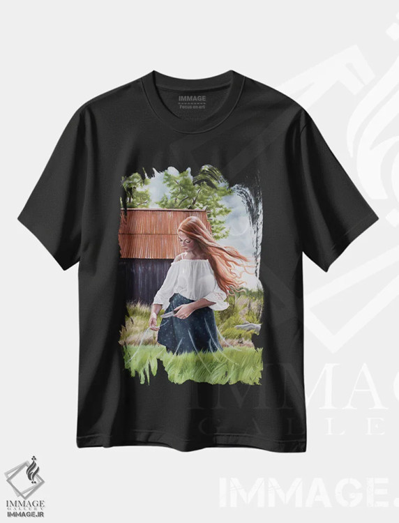 تیشرت مشکی طرح دار رهایی، هنر فاخر معاصر اثر کریستینا ریج وی | immage.ir