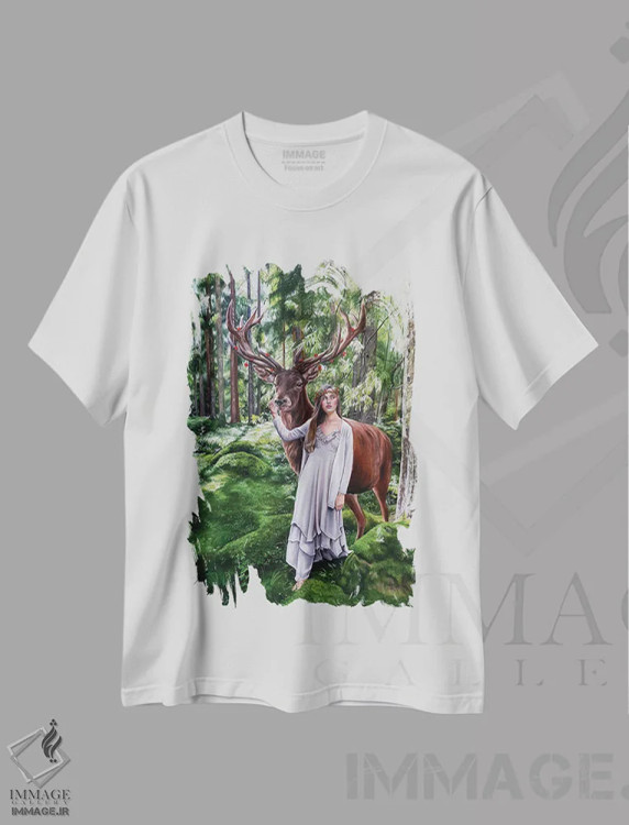 تیشرت سفید طرح دار نگهبانان سرزمین، هنر فاخر معاصر اثر کریستینا ریج وی | فروشگاه ایماژ