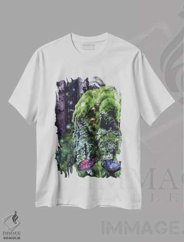 تیشرت سفید طرح دار قلمروهای پنهان، هنر فاخر معاصر اثر کریستینا ریج وی | فروشگاه ایماژ