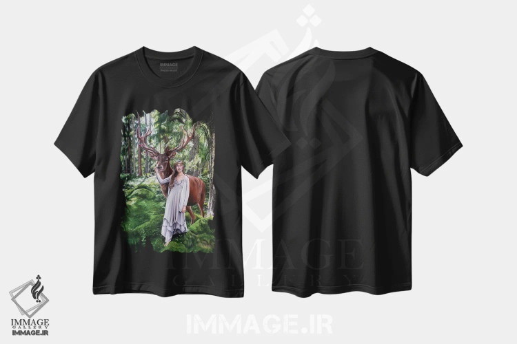 تیشرت مشکی طرح دار نگهبانان سرزمین، هنر فاخر معاصر اثر کریستینا ریج وی | immage.ir
