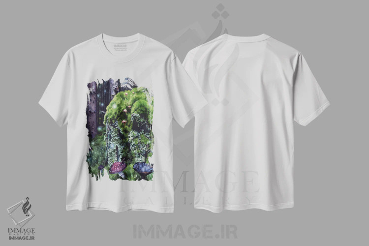 تیشرت سفید طرح دار قلمروهای پنهان، هنر فاخر معاصر اثر کریستینا ریج وی | فروشگاه ایماژ
