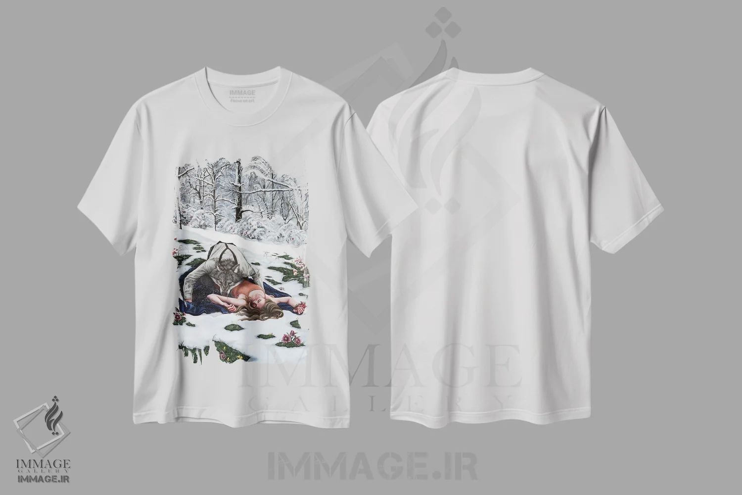 تیشرت سفید طرح دار دلدادگان، دکوراسیون جایگزین اثر کریستینا ریج وی | immage.ir