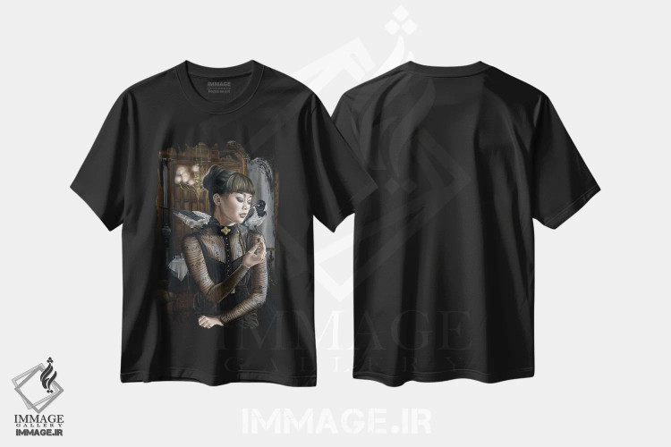 تیشرت مشکی طرح دار غذادهنده، دکوراسیون جایگزین اثر کریستینا ریج وی | فروشگاه ایماژ