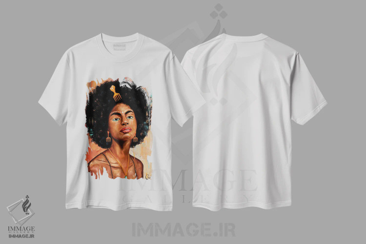 تیشرت سفید طرح دار آفرو کندی، هنر آمریکایی آفریقایی تبار اثر کریکس توور ادوین | فروشگاه ایماژ