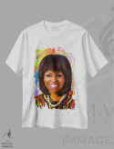 تیشرت سفید طرح دار میشل اوباما، هنر آمریکایی آفریقایی تبار اثر کریکس توور ادوین | فروشگاه ایماژ