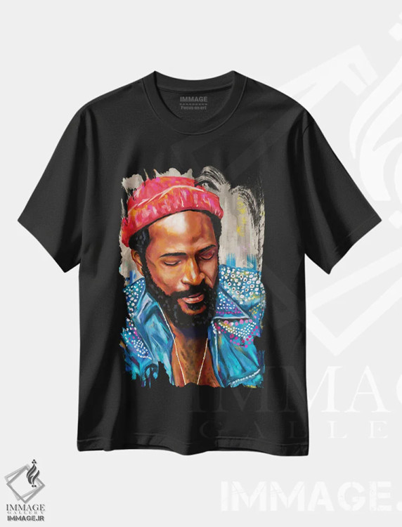 تیشرت مشکی طرح دار ماروین گی، هنر آمریکایی آفریقایی تبار اثر کریکس توور ادوین | فروشگاه ایماژ