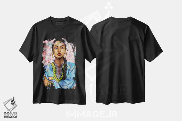 تیشرت مشکی طرح دار شده آدو، هنر آمریکایی آفریقایی تبار اثر کریکس توور ادوین | فروشگاه ایماژ