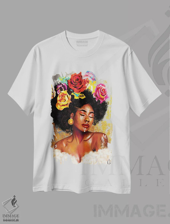 تیشرت سفید طرح دار دختر پوست قهوه ای "هریت"، هنر آمریکایی آفریقایی تبار اثر کریکس توور ادوین | immage.ir