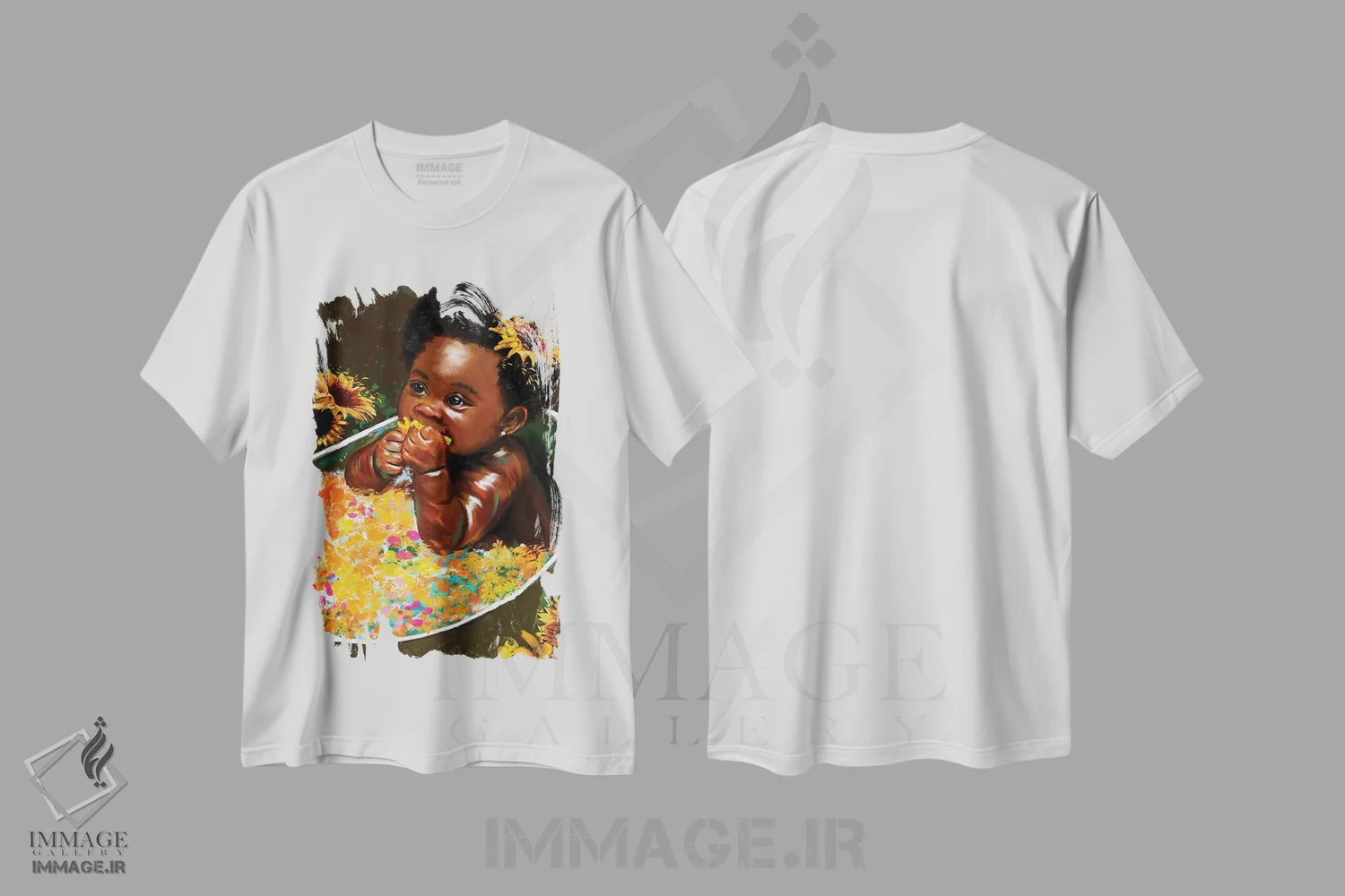 تیشرت سفید طرح دار دختر پوست قهوه ای "امید"، هنر آمریکایی آفریقایی تبار اثر کریکس توور ادوین | فروشگاه ایماژ