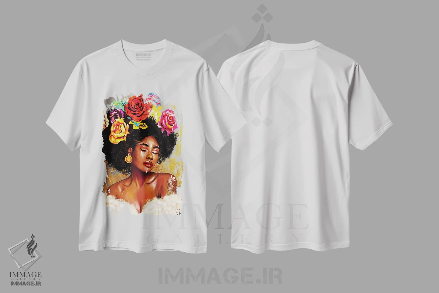 تیشرت سفید طرح دار دختر پوست قهوه ای "هریت"، هنر آمریکایی آفریقایی تبار اثر کریکس توور ادوین | immage.ir