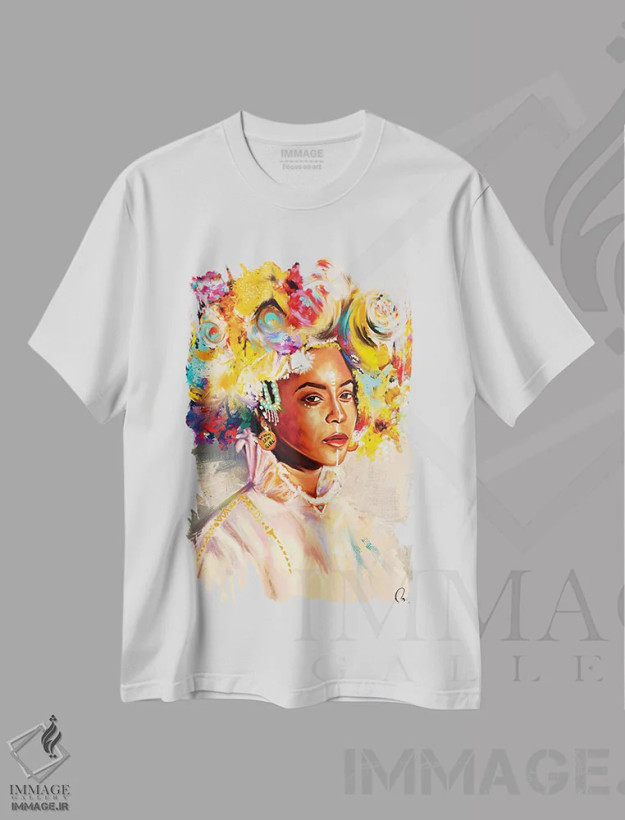 تیشرت سفید طرح دار دختر پوست قهوه ای، هنر آمریکایی آفریقایی تبار اثر کریکس توور ادوین | فروشگاه ایماژ