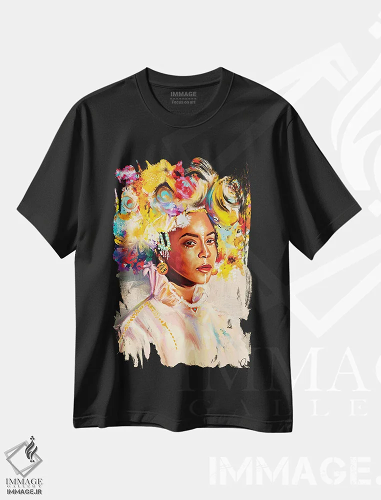 تیشرت مشکی طرح دار دختر پوست قهوه ای، هنر آمریکایی آفریقایی تبار اثر کریکس توور ادوین | immage.ir