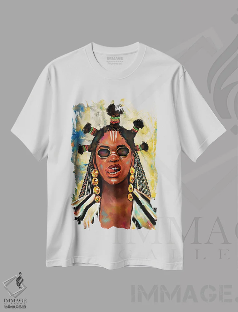 تیشرت سفید طرح دار بلک ایز کینگ بیانسه، هنر آمریکایی آفریقایی تبار اثر کریکس توور ادوین | immage.ir