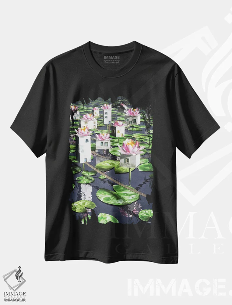 تیشرت مشکی طرح دار ارتباطات، هنر فاخر معاصر اثر سینتیا دکر | immage.ir