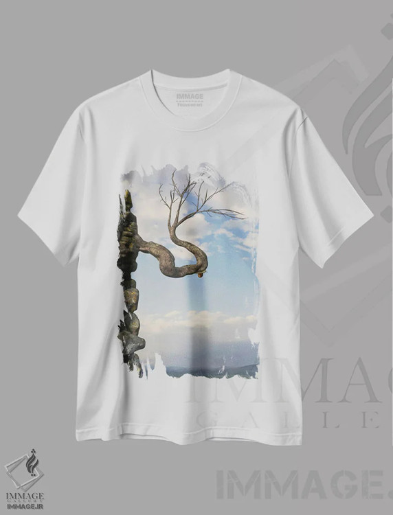 تیشرت سفید طرح دار معتاد به آدرنالین، هنر فاخر معاصر اثر سینتیا دکر | immage.ir