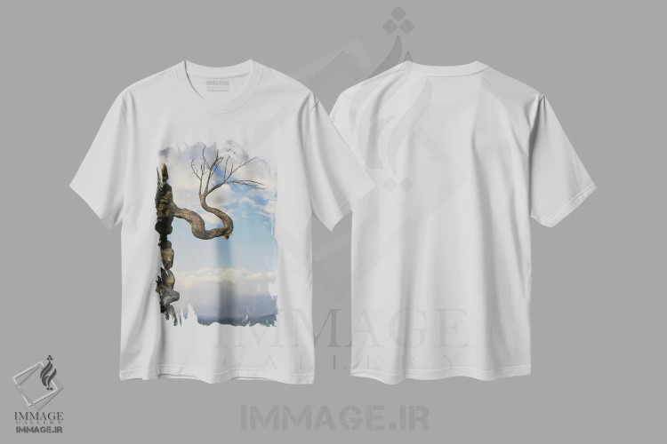 تیشرت سفید طرح دار معتاد به آدرنالین، هنر فاخر معاصر اثر سینتیا دکر | immage.ir
